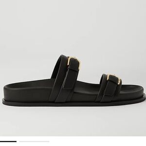 Ann Taylor Weekend Buckle Leather Slides